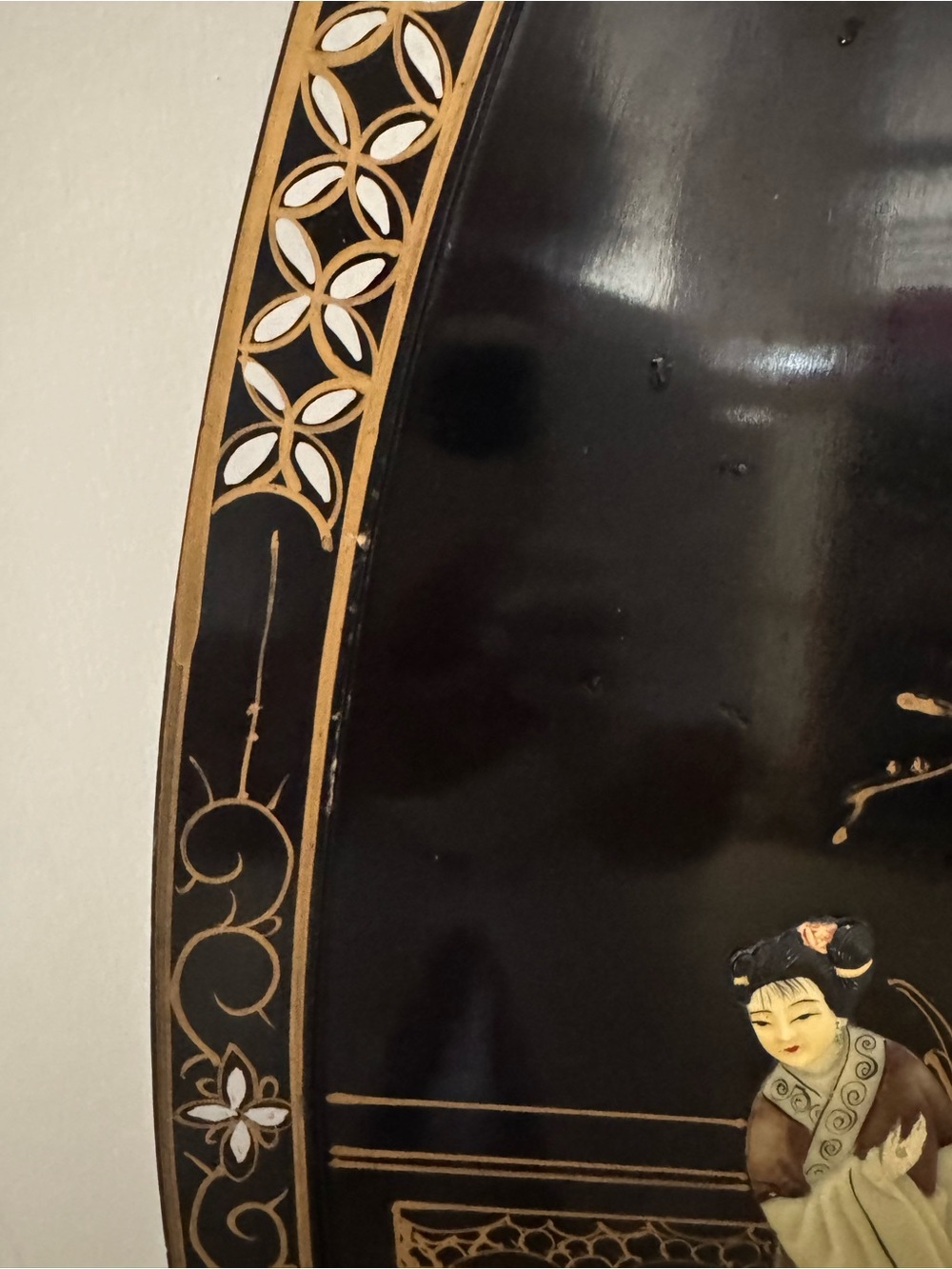 Vintage Japanese lacquer panel with mother -of pearl inlay and gold decoration. - Picture 6 of 6